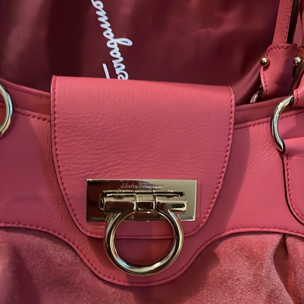 🩷 Salvatore Ferragamo Marisa Gancini Suede large purse pink - Picture 6 of 15